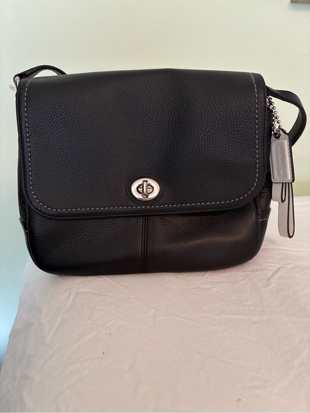 Coach Black Pebbled Leather Turnlock Crossbody